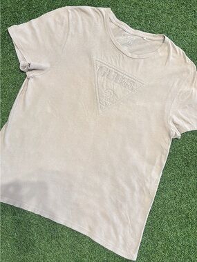 Men’s Beige Guess Eco Embossed T-shirt